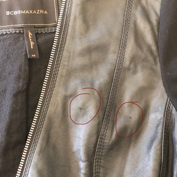 BCBG MAXAZRIA Owen Asymmetrical Zip Leather Knit Moto Biker Jacket Size XS - Picture 4 of 7